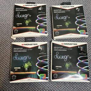 (LOT Of 4) Monster Neon MultiColor LED Light Strip, USB & Remote 6.5 ft NEW! RGB